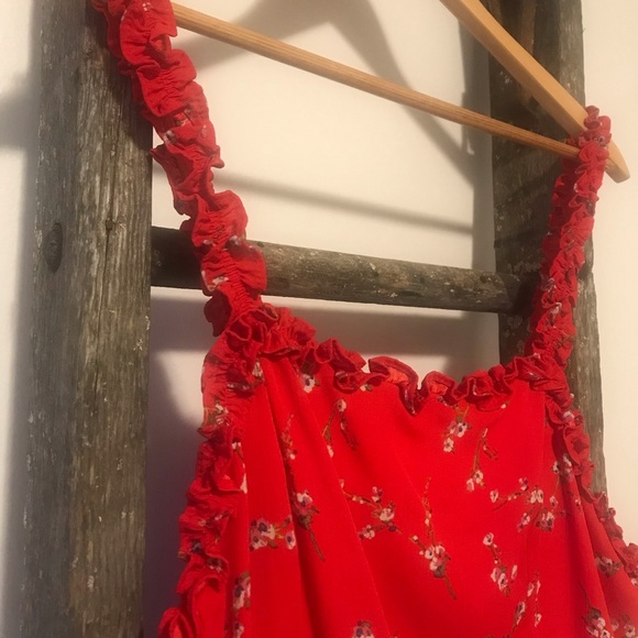 Lulu’s In The Garden Red Floral Skater Dress - Picture 4 of 8